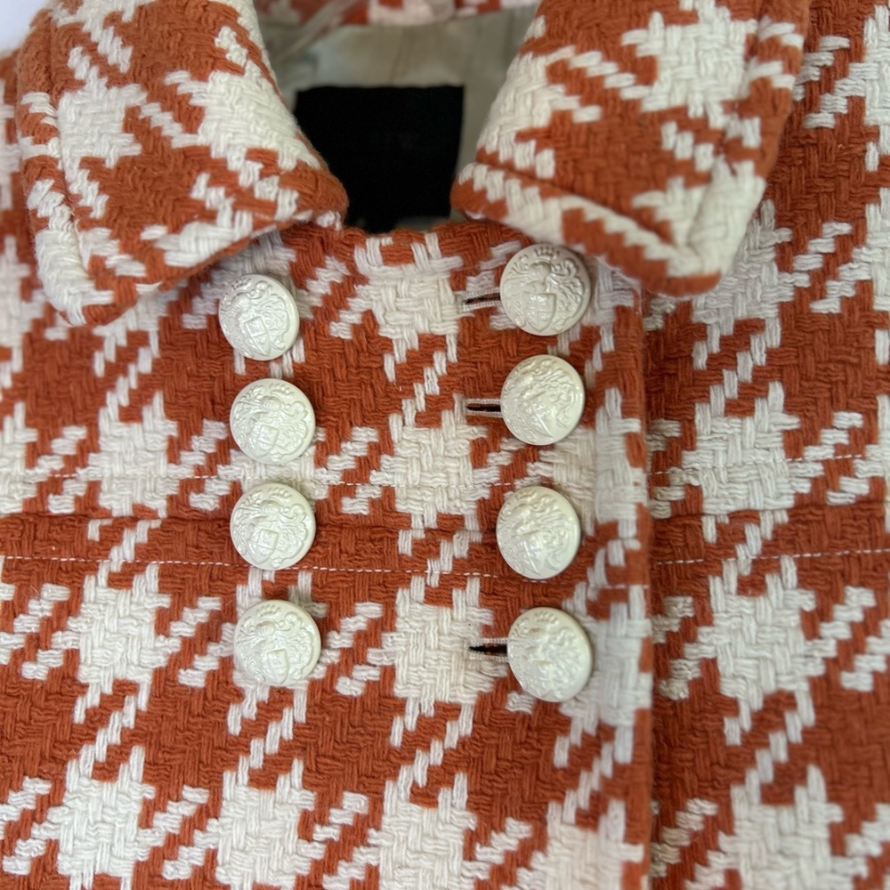 J.Crew Italian Houndstooth Greta Coat Orange & White Women’s Size Regularly $375 - Picture 5 of 14